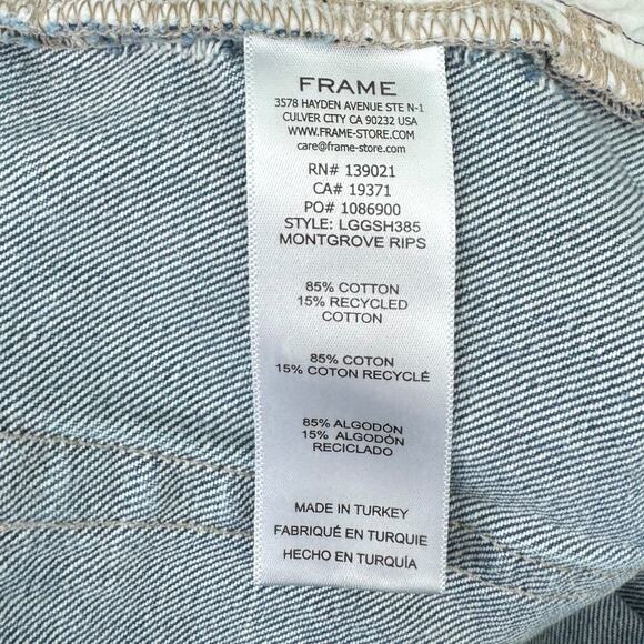 Frame Denim Le Grand Garcon Shorts 32 Distressed Denim Cutoffs Montgrove Rips - Picture 7 of 7